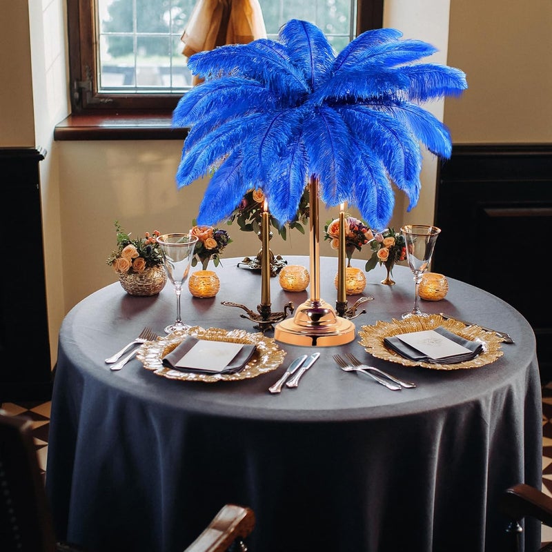 Retrowavy Store 50 Pcs 14-16 Inches Large Natural Ostrich Feathers Bulk for Centerpieces for Wedding Party Centerpieces Home Decoration Flower Arrangement (Royal Blue) - Image 5